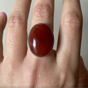 Elegant Silver and Brown Stone Ring